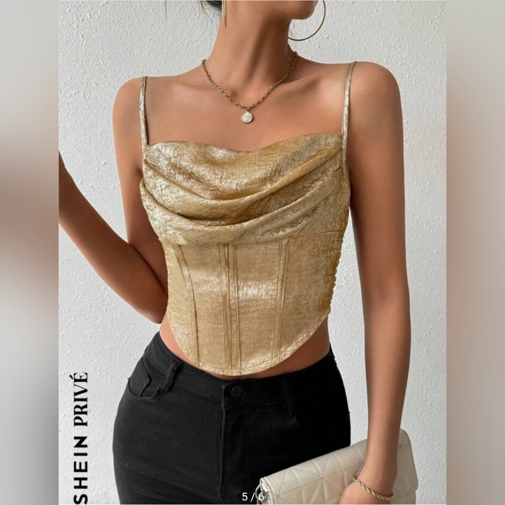 🖖 SHEIN 🖖 gold shimmery crop top